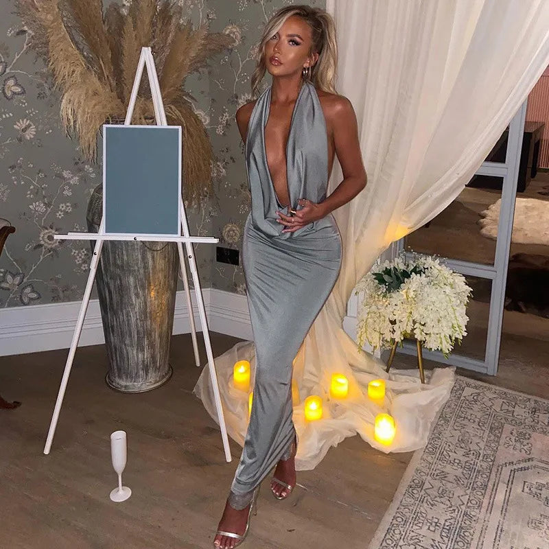 Dulzura Herbst Frauen Halter-Backless Midi Kleid Für Frauen Bodycon Sexy Party Elegante Outfits Abend Geburtstag Kleidung Y2K 2024.
