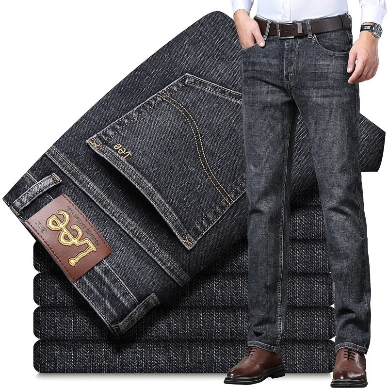 Lee Dex Jeans Herren Herbst/Winter Dicke, gerade Beine, lockere Passform, lässige Business-Hose, schlankmachend, glättet Ihre Silhouette-Hose.