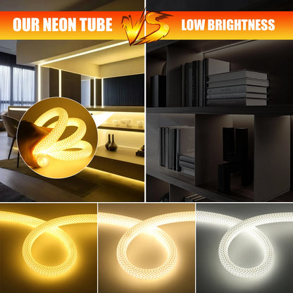 Dimmable LED Neon Tube 360 Degree Round Reticulate Flexible Silicone Tape 240LEDs Waterproof LED Strip Light 12V 24V.