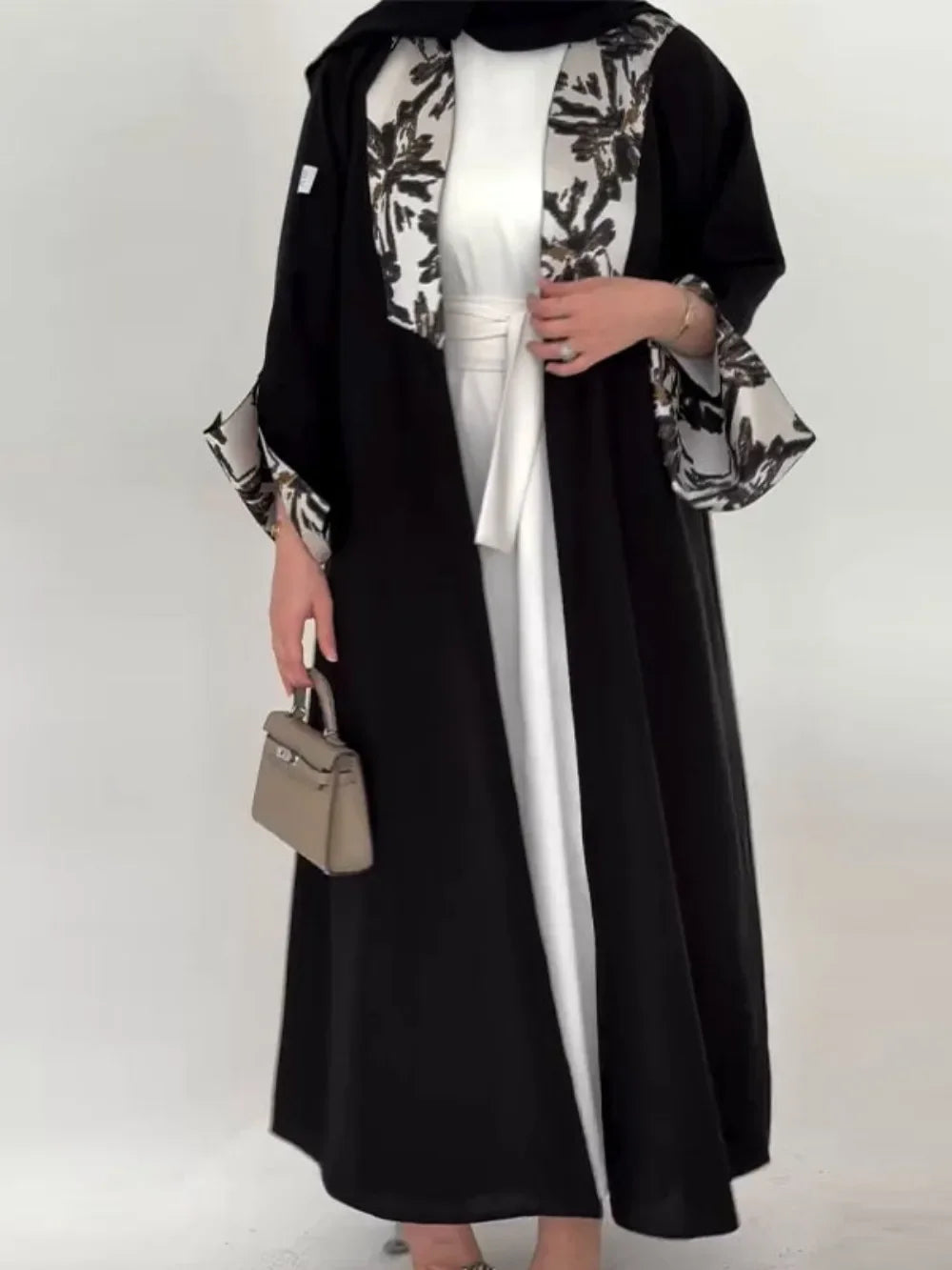 Muslim Abaya Women Print Cardigan Long Trench Coat Eid Morocco Windbreaker Patchwork Outerwear Saudi Arab Ramadan Overcoat 2025.