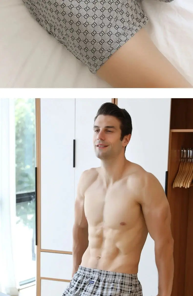 Plus Größe M-3XL männer Aro Hosen Baumwolle Gitter Unterwäsche Lose Hohe Taille Sommer Dünne Atmungsaktive Hause Shorts Beutel Unterhose