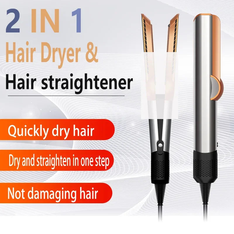 2 IN 1 Professional Hair Straightener & Hair Dryer Styling Tool Heat-Up Hair Flat Iron Negative Ion Iron Long-Lasting airstrait.