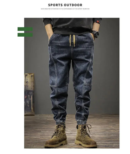 Autumn Winter Men's Trendy Loose-fit Jeans Casual Harem Trousers Long Pants Comfortable Working Clothes.