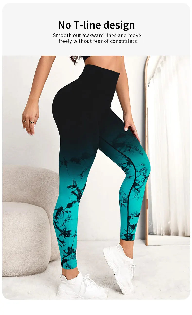 Yoga Pants Women Seamless Leggings Push Up Sports Fitness Joggings High Waist Gym Workout Scrunch Tie Dye Running Leggings.