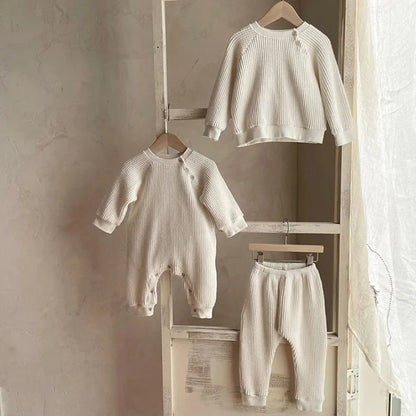 Infant Baby Mädchen Jungen Overall Einem stück Outfit Waffel Baumwolle Langarm Kleinkind Baby-spielanzug Frühling Herbst Baby Kleidung.