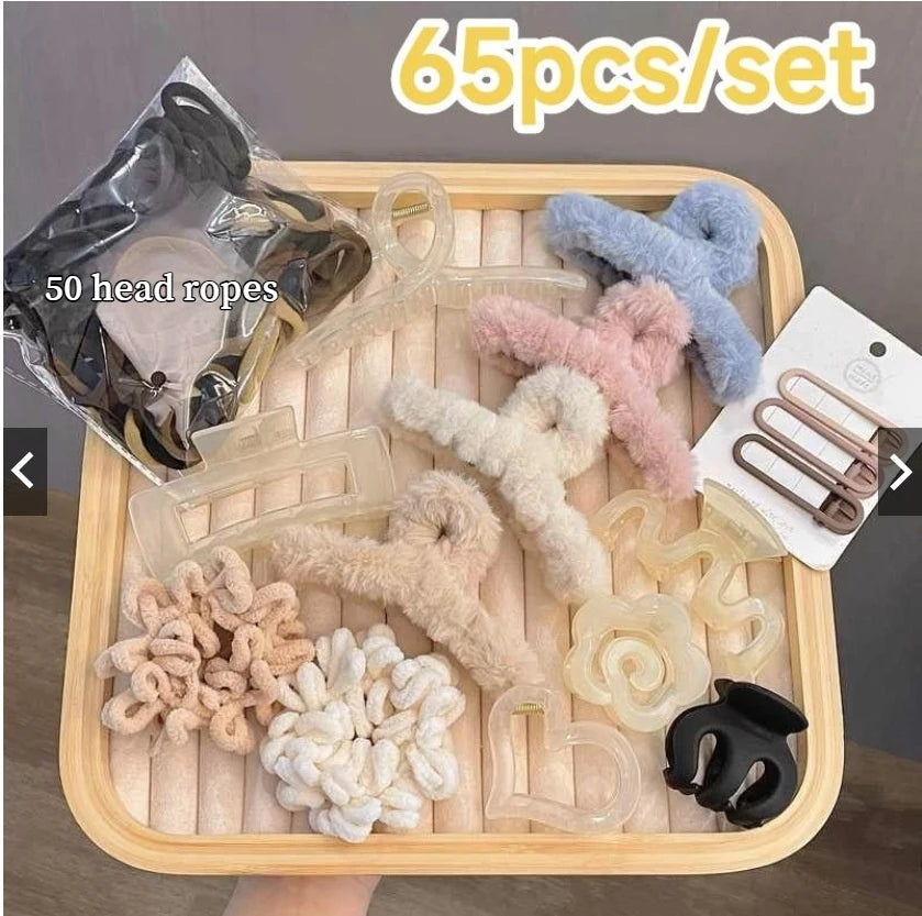 New 8-137PCS Set Hair Clip Combination Women Hair Accessories Grab Clip Hair Band Temperament Hairclip High Ponytail Headband