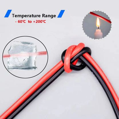 Super Soft 2 Pin Black Red Silicone Cable 28awg 26 24 22 20 18 16 14 12awg 10awg 8awg High Temperature Resistant Tin-Copper Wire.