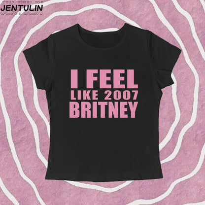 Y2K 2000er Jahre Vintage Crop Top Brief Drucken Casual Kurzarm T-shirt Mode Spicy Girl Sexy Baby T 2025 Sommer Frau Kleidung.