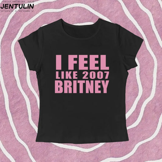 Y2K 2000er Jahre Vintage Crop Top Brief Drucken Casual Kurzarm T-shirt Mode Spicy Girl Sexy Baby T 2025 Sommer Frau Kleidung.