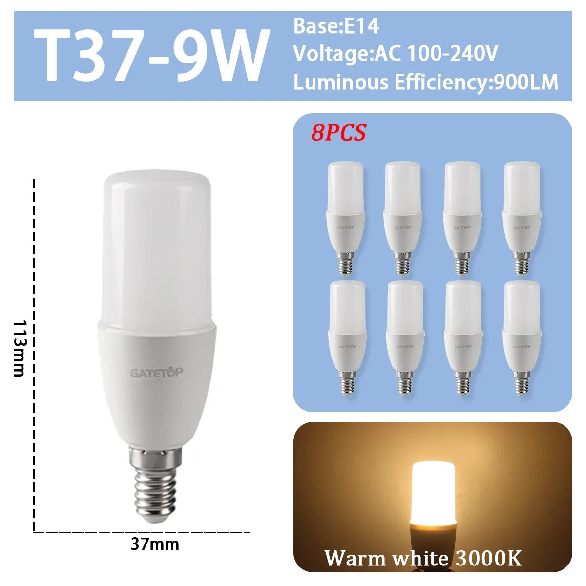 8PCS Led-lampe E27 B22 E14 220V GU10 Spot Licht 9W LED Glühlampe Retro Edison Vintage lampe AC 220V 110V Glas Lampen für Zuhause