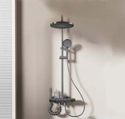 Four Ways Water Outlet Shower System Smart Digital Bathroom Shower Faucet Set Temperature Display Rainlfall Sunflower Shower Set