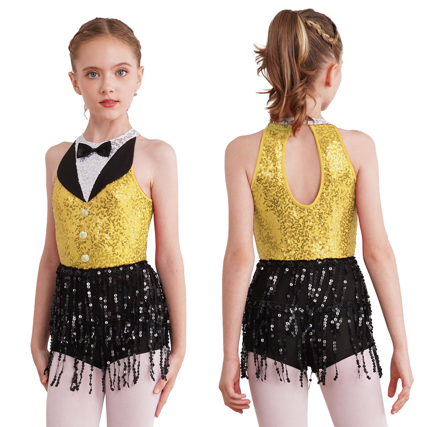 Kind Mädchen Ärmellose Glänzende Pailletten Quaste Boyshorts Kleid Latin Jazz Dance Cha-cha Samba Bühne Leistung Kostüm Dancewear