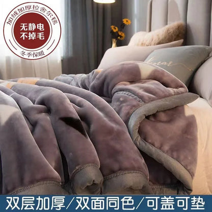 Thiened Double-layer Raschel Blanket Warm Coral Fce Wedding Blanket Single Double Bed Autumn Winter Warmth Cover Blanket