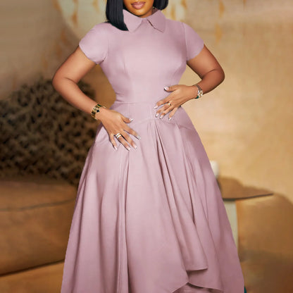 Elegante Kirchenkleider für Frauen, plissiert, A-Linie, kurze Ärmel, unregelmäßige Länge, edle, bescheidene afrikanische Kleider, Party-Anlass, weiblich
