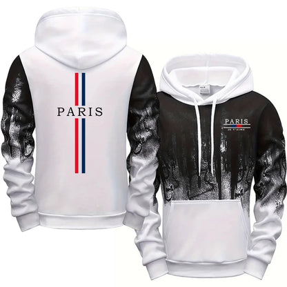 Paris Fashion Tracksuit Hooded Sweatshirt Sweatpants City Vibe Hoodies 2 Piece Set Autumn Winter Men's Daily Casual Sport Outfit.