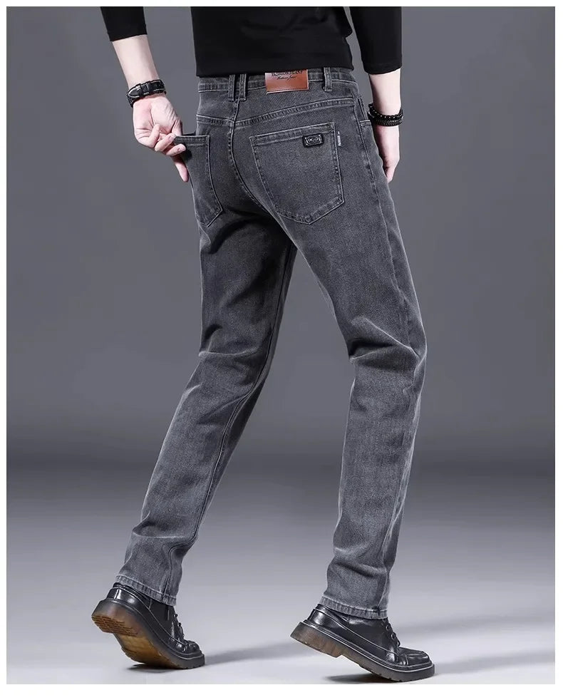 High-End Fashionable Men's Straight Leg Casual Jeans Trendy Loose Fit Autumn Winter New Arrival Versatile Long Trousers.