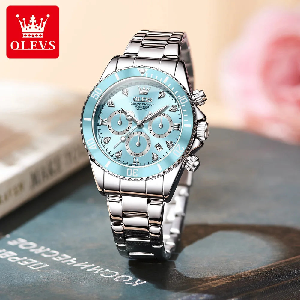 OLEVS 5632 Womens Watch Elegant Luxury Quartz Watch Zircon Scale Waterproof Luminous Automatic Date Ladies Watch Gifts Original