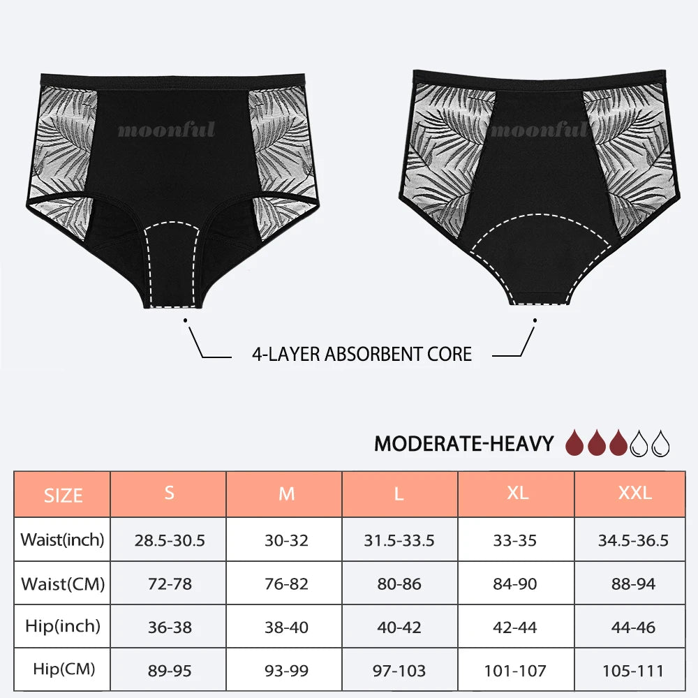 High Waist Period Underwear Lace Mesh Menstrual Panties Women Menstrual Cycle Absorbent Underwear Girl Panties for Monthly