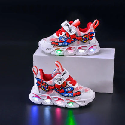 Disney Fashion Spiderman Baby Boys Sneakers Spring/autumn Children's Shoes Lighted Sneaker Trendy Kids Boy Sports Casual Shoes