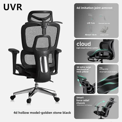 UVR Mesh-Bürostuhl, ergonomisches Design, Sessel für Zuhause, verstellbare Boss-Rückenlehne, Hocker mit Fußstütze, Spielstuhl-Möbel