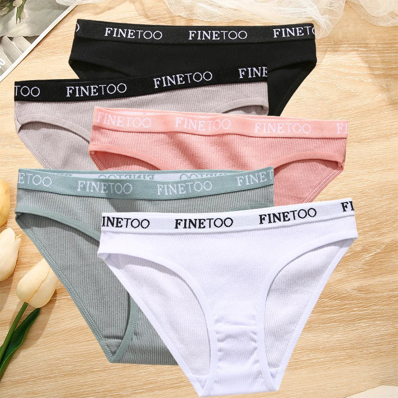5Pcs/Set Sexy Women' Cotton Pantys Comfort Letter Printed Woman Briefs Ladies Underpants Fashion Girls Waist Band Lingerie M-XXL.