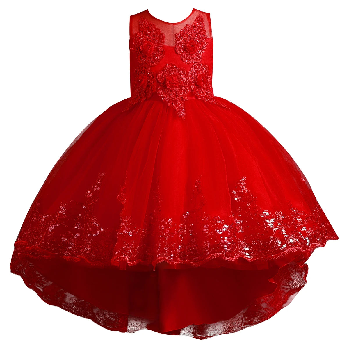 Herbst neue Kinder kleid Prinzessin Kleid Hochzeit Brautjungfer Hochzeits kleid flauschiges Kleid Spitze Trail bestickte Kinder kleidung.