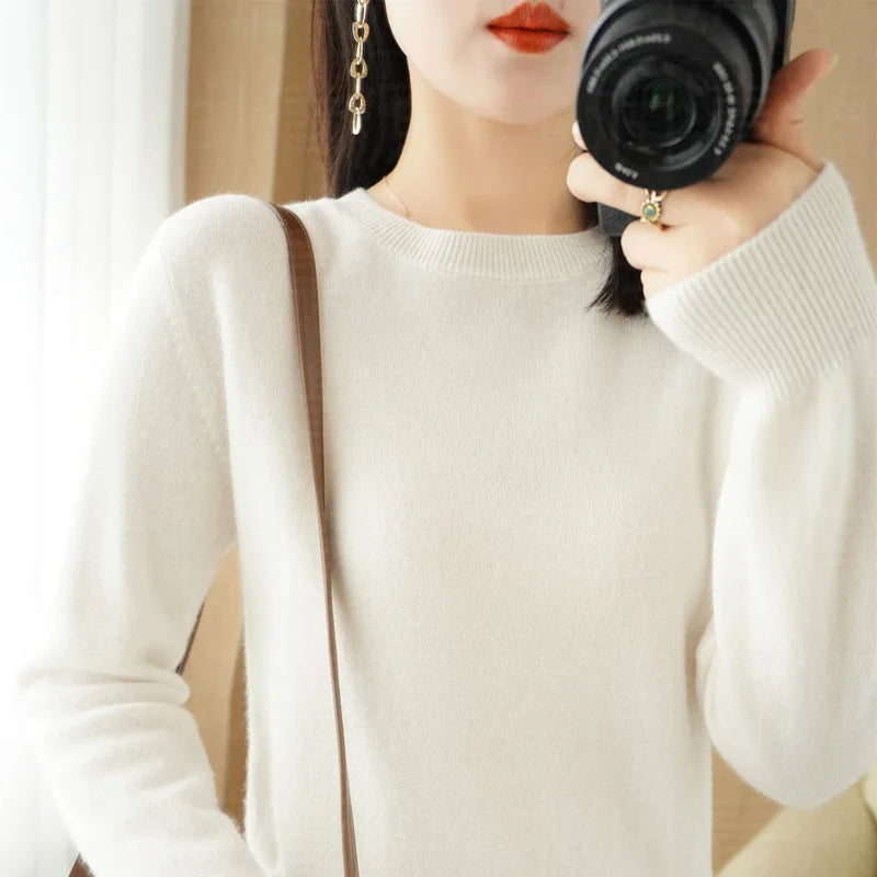 Herbst und Winter Kaschmirpullover Damen Rundhalspullover lässig gestrickt Top Damen kurze Unterwolle Mode 18 Farben