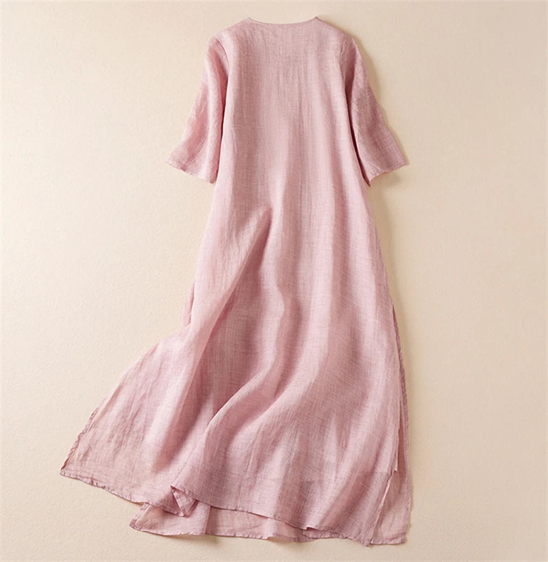 Sommer Druck Vintage Kleider Für Frauen 2025, Neue Casual Lange Dünne Atmungsaktive Kleid Femme Robe Büro Dame Arbeit Elegante Kleidung.