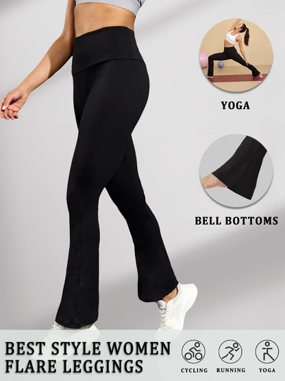 Women's Super Soft Flare Pants High Waisted Tummy Control Workout Yoga Leggings Bell Bottoms.