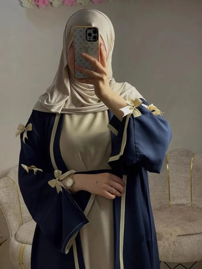 Eid Muslimischen Bogen Abaya Frauen Kleider Jalabiya Vestidos Largos Split Hülse Ramadan Marokko Dubai Lange Robe Party Islam Kaftan 2025.