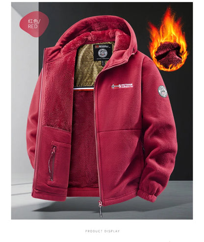 Maxbarley Brand Winter Fleece Jacket Men Casual Thickened Wool Coat Athleisure Design Warm Fashion Hooded Jackets Snow Ski Suit.