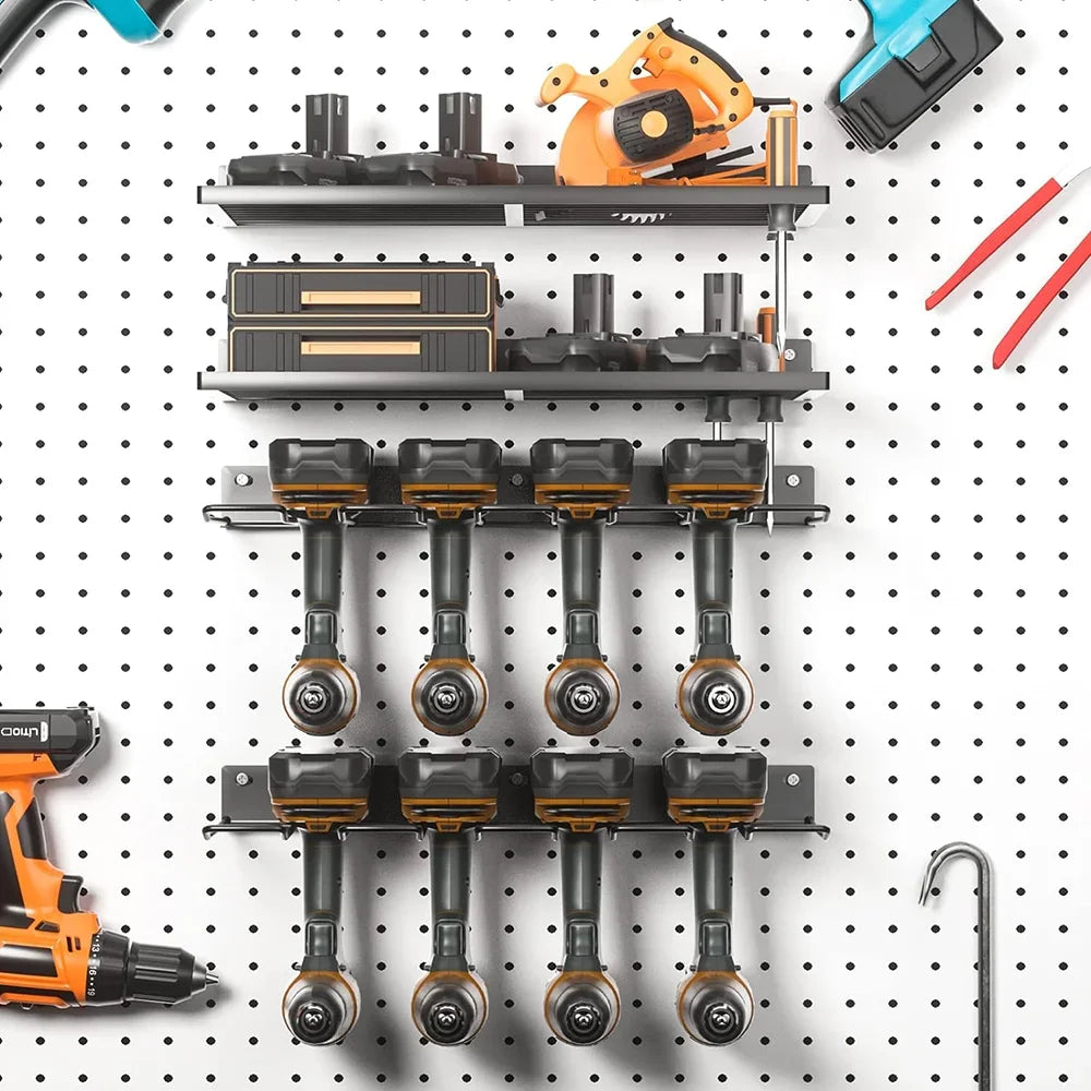 Elektrowerkzeug-Wandhalterung, robustes Stecktafel-Wandaufbewahrungswerkzeug-Set, Bohrer, Schraubendreher, Aufbewahrungsregal für Werkstatt/Garage