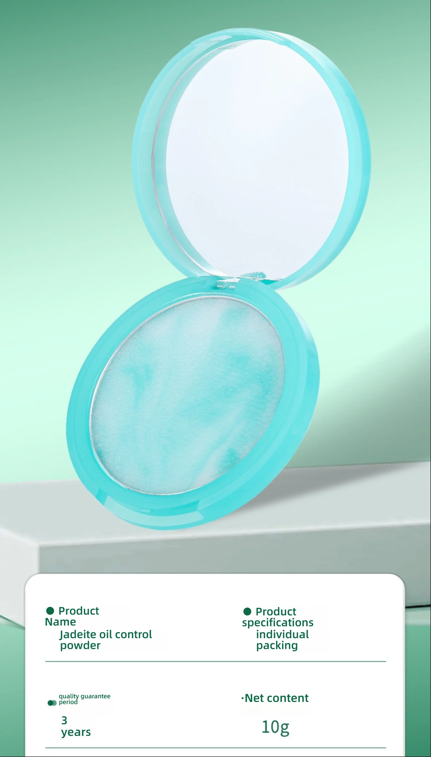 CandyBella Emerald Green Pressed Powder - Oil Control Finisher & Bronzer, Lightweight Invisible, Buildable Natural Contour, New!.