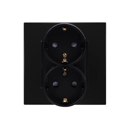 EU-Wand-Doppelsteckdosen, 110–250 V, 16 A, Dual-Steckdosen für Zuhause, Büro, elektrischer Stecker, 86 mm, Kunststoffplatte, Weiß, Schwarz, Grau, Gold.