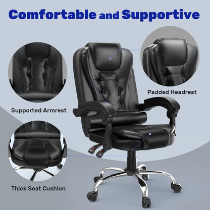 naspaluro Ergonomic Office Chair Desk Chair with High Backrest PU Leather Swivel Chair Deck Chair Gaming Chair for Office Home