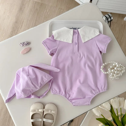 0-2Y Sommer Baby Mädchen Kleidung Kleinkind Mädchen Body & Einteilige Tulpe Stickerei Kleidung Mit Hut.