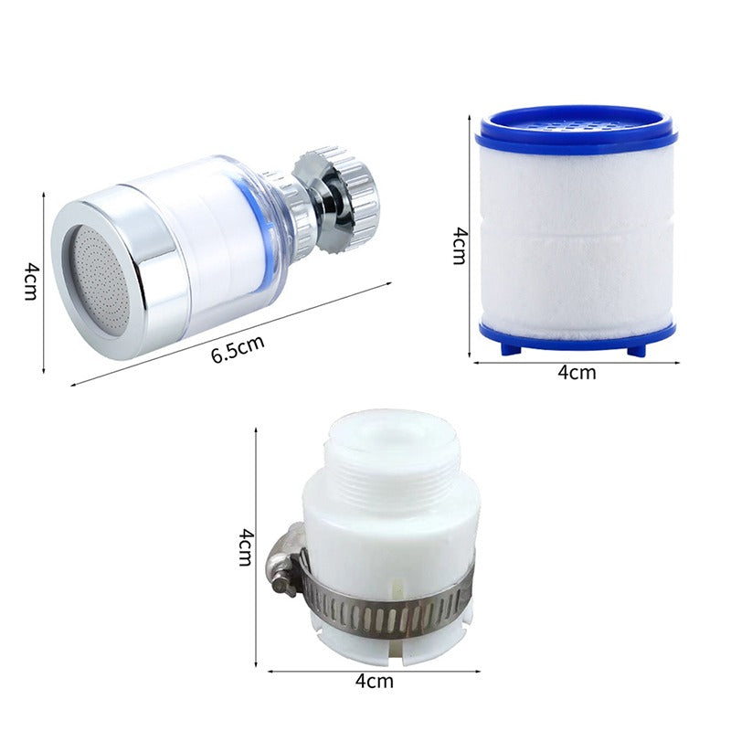 360°Rotating Faucet Filter Kitchen Element Faucet Water Purifier Filter Shower Remove Chlorine Heavy Metal Filtered Purification.