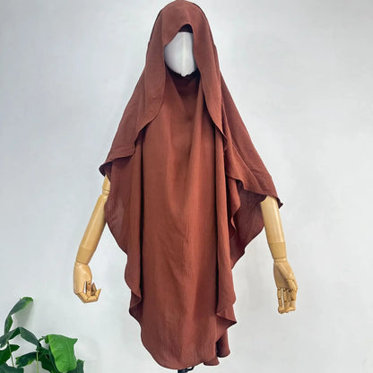 2025 Summer Muslim Women's Hijabs Traditional Soft Plain Scarf Khimar One Layer Stretch Soft Split Traditional Zip Chador.