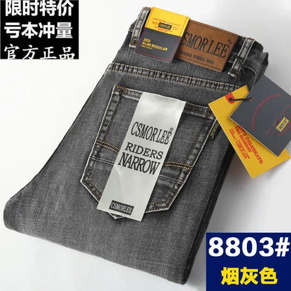 Csmor Lee Men's Jean Autumn Winter Loose-fit Straight-leg Trendy Pants Casual Denim Trousers Men Classic Stretch Jeans Fashion.