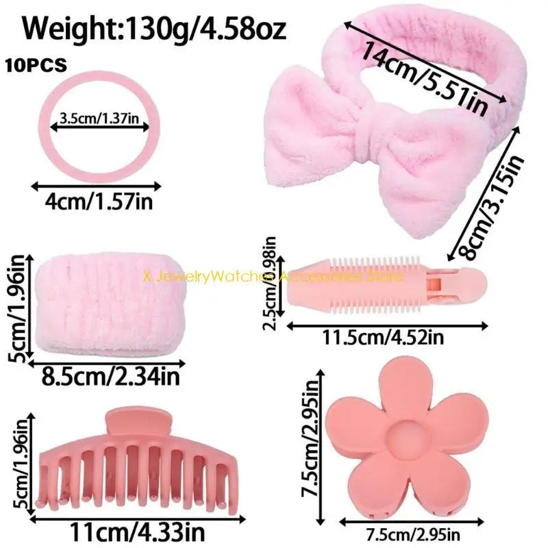 31KD Bowknot Dye Headband Set with Wristbands Hair Clip and Hair Rings Accessory.