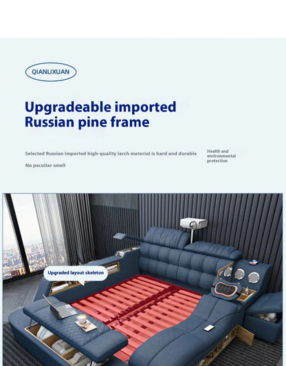 Nordic Smart Modulares Doppelbett Master Storage Luxus Designer Doppelbett Multifunktionale Leder Camas Ehe Möbel