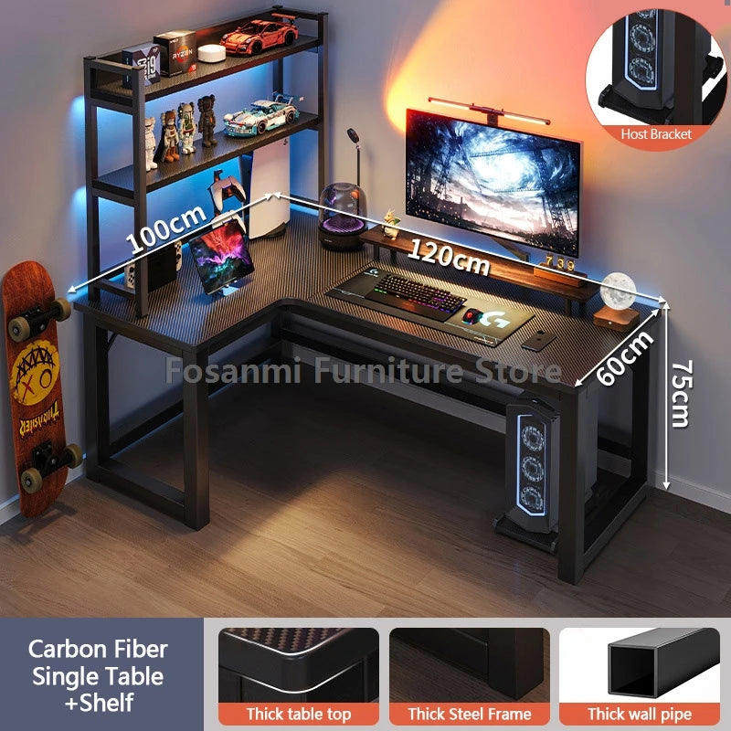 L-förmiger Eck-Gamer-Schreibtisch für das Heimbüro, breiter großer Computertisch mit Kabelloch, moderner schwarzer Gaming-Studien-Arbeitstisch