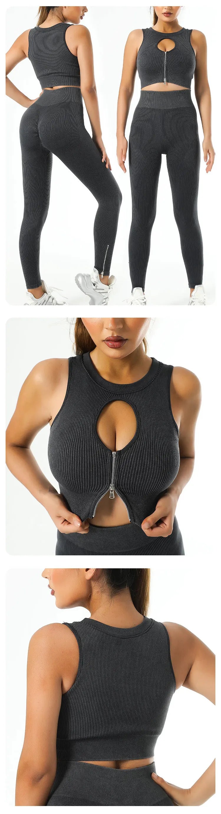 Yoga Suit High Waist Leggings Running Training Tights Sports Outfits Long Sleeve Crop Top Bra Seamless Fitenss Set Fitness Wear