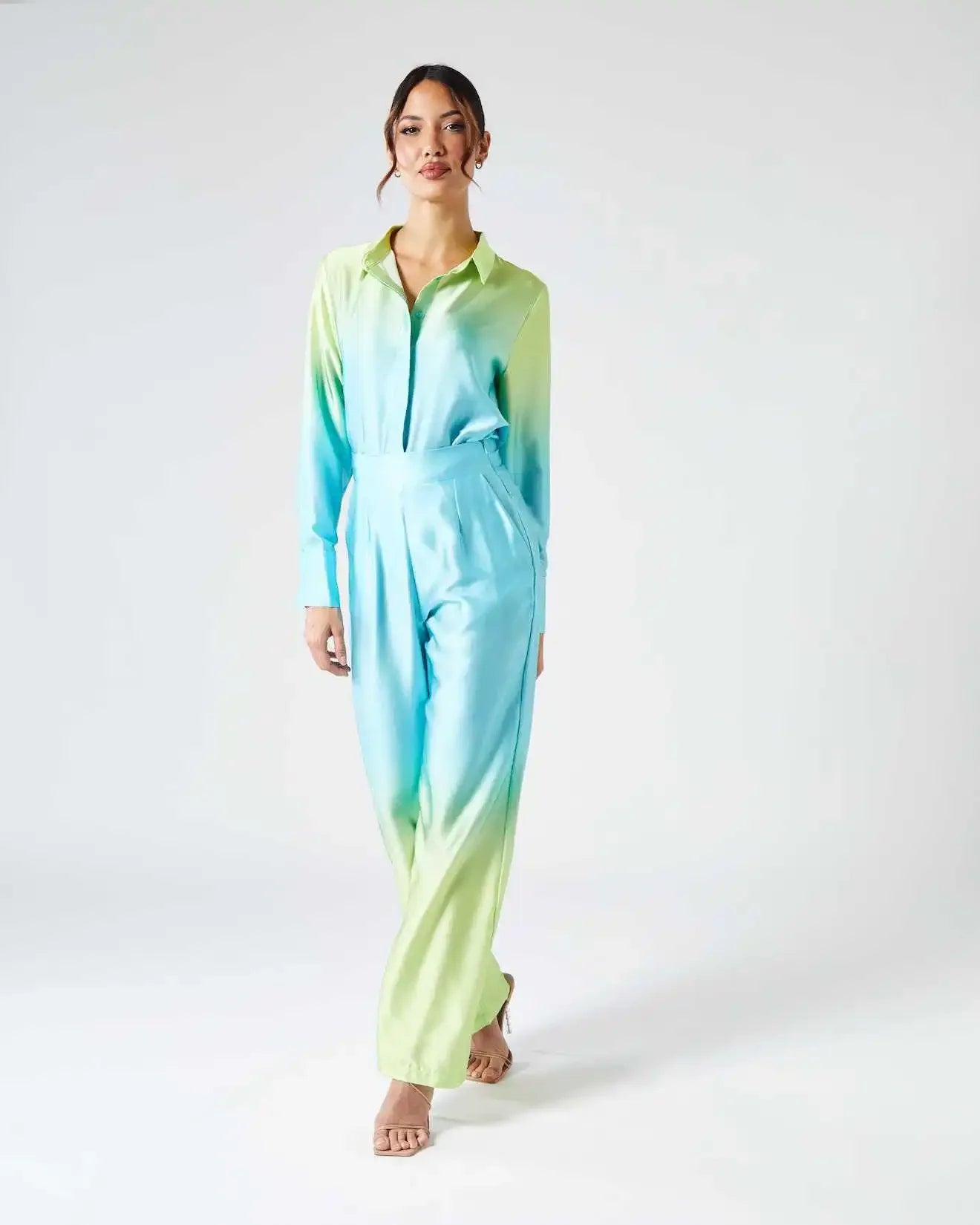 Female Casual Outfit New Summer Print Suits Woman Vintage Printed Long-sleeved Shirt and Loose Wide Leg Pants Set Two Piece Set.