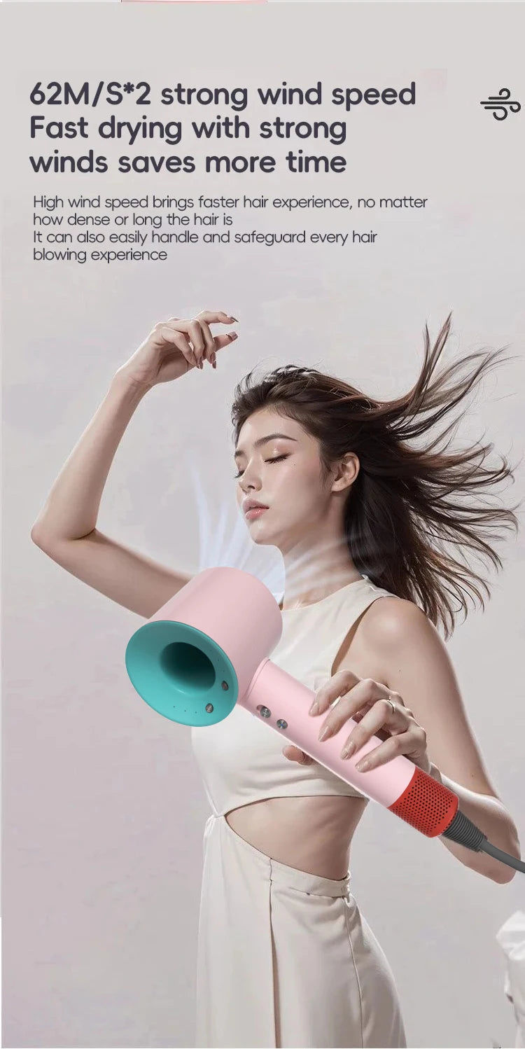 1.8m Professinal Leafless Hair Dryer Electric Hair Dryer High Speed 1600W Negative 200 Million Anion Blow Dryer Silent Hair Drye