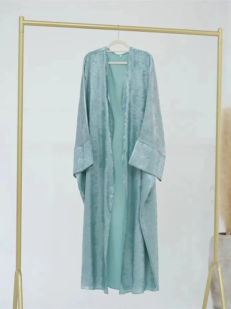 Ramadan Eid Shiny Satin Open Kimono Abaya Damen Dubai Luxury Muslim Kebaya Abayas For Women Kaftan Dress Islamic Clothing Femme.