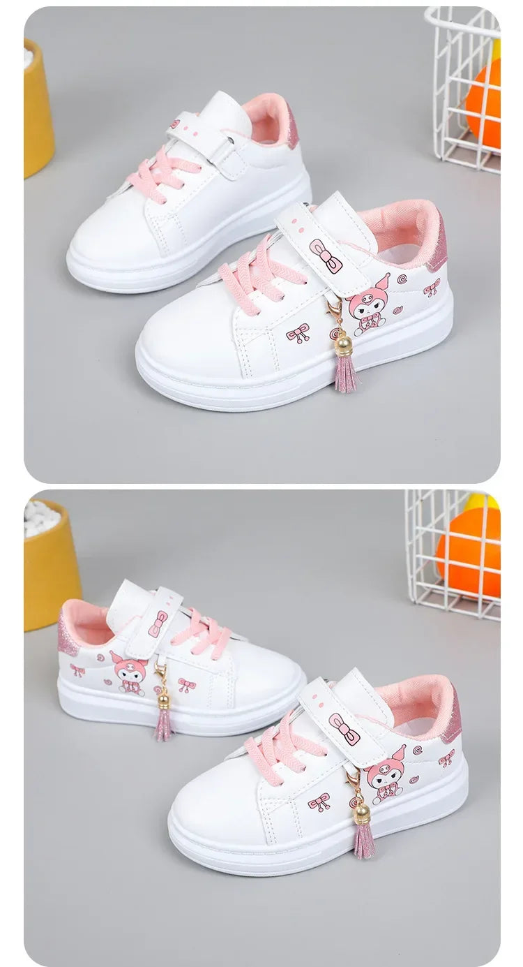 2025 Children's Little White Shoes Girls' Student Flat Bottom Casual Sports Shoes Low Top Spring Korean Plate Shoes