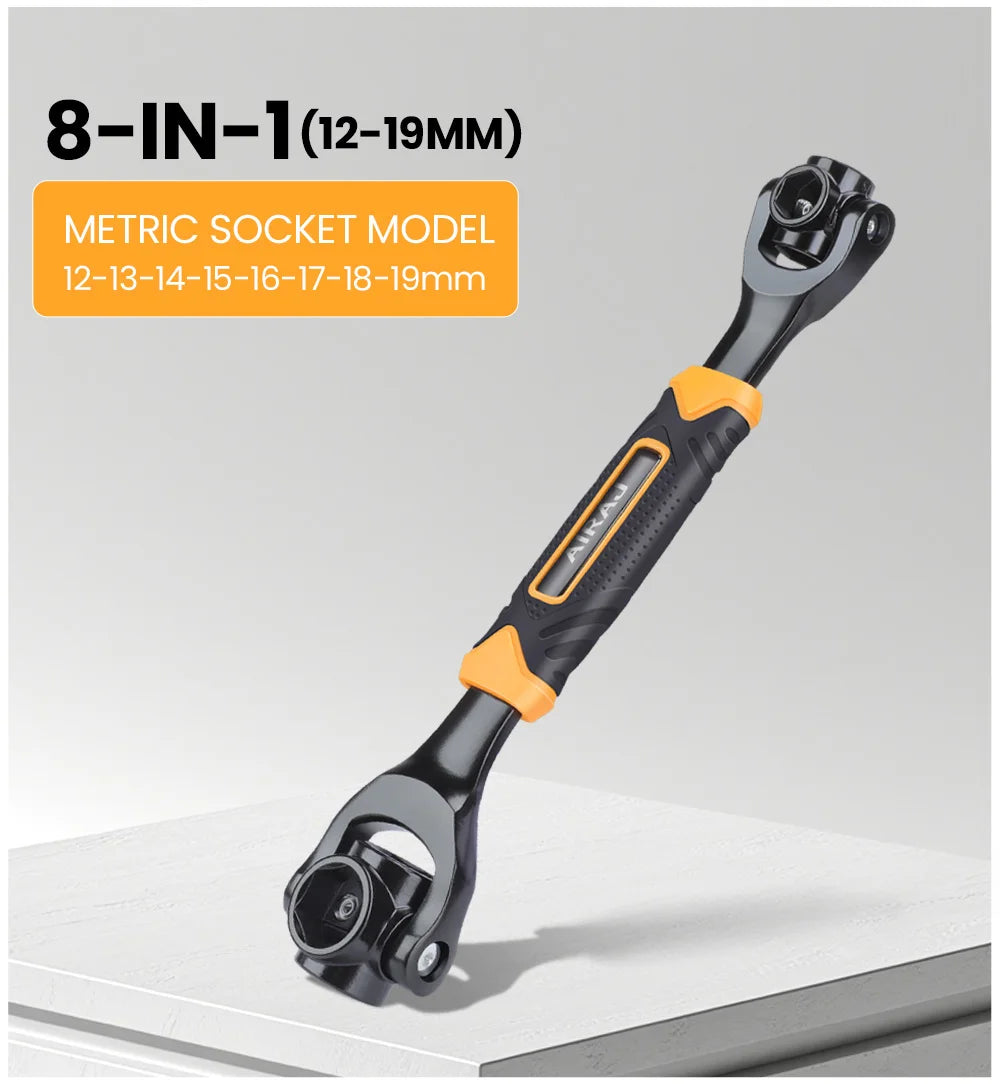 AIRAJ Schraubenschlüssel, 52-in-1-Werkzeugstecknuss, funktioniert mit Universal-Ratsche, Spline-Schrauben, Hülsen-Rotationswerkzeug, 360-Grad-Multifunktions-Handwerkzeug