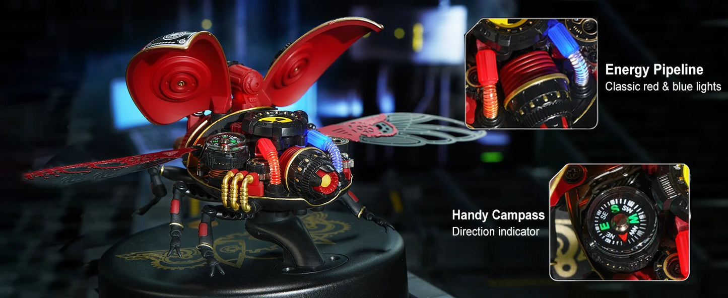 Robotime Rokr Scout Beetle MI02 ABS Metal Punk Style 3D Puzzle Gift for Boys Adults Easy Assembly Mechanical Design DIY Toys.