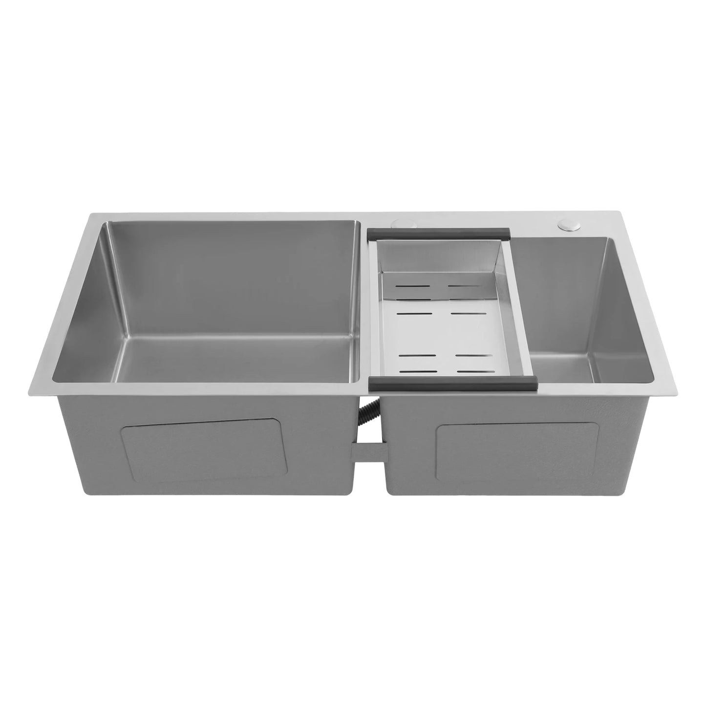 Bymaocar 78 * 43 * 21 cm Edelstahl-Küchenspüle, Doppelschüssel-Küchenspüle, Küchenspüle mit Abflusskorb